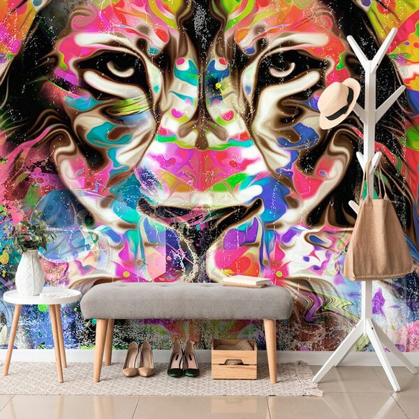 Öntapadó tapéta oroszlán fej színes változatban