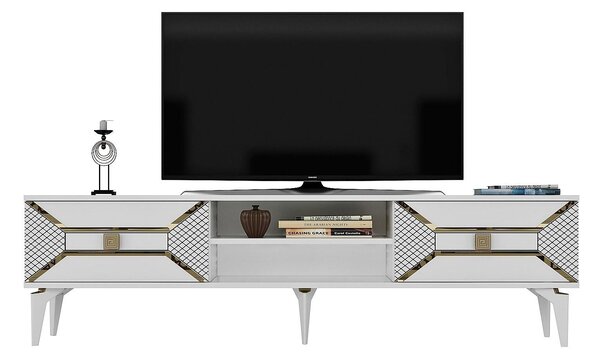 TV asztal/szekrény Velono (fehér + arany)