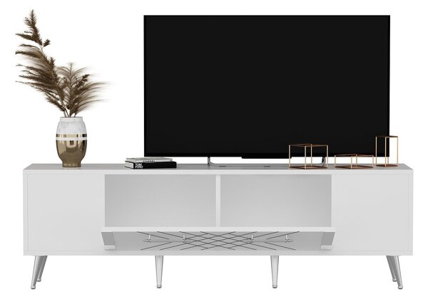 TV asztal/szekrény Tunini (fehér + ezüst)