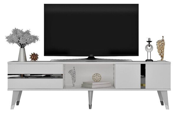 TV asztal/szekrény Vekika 2 (fehér + ezüst)