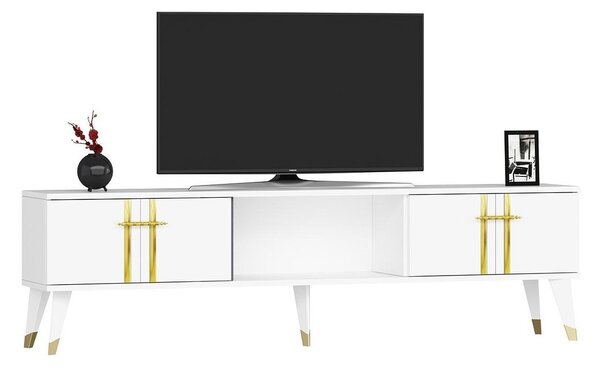 TV asztal/szekrény Pebine 2 (fehér + arany)