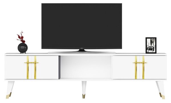 TV asztal/szekrény Pebine 2 (fehér + arany)