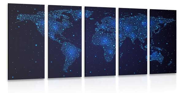 5-részes kép világ térkép éjjeli égbolt