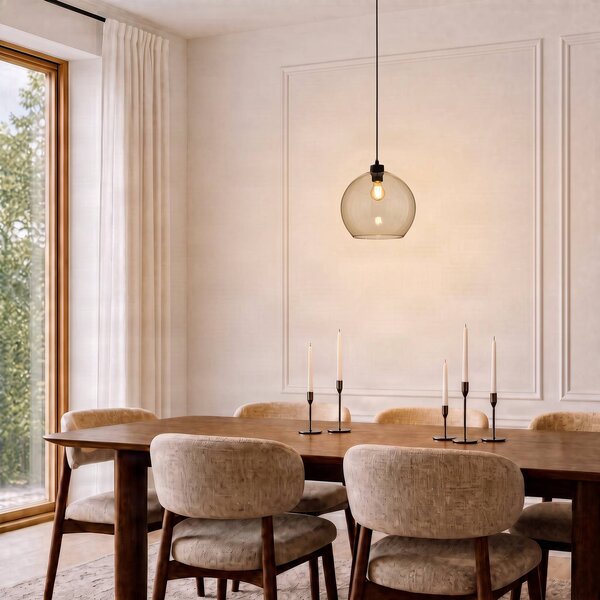 TK Lighting Cubus lógó világítás, borostyánszínű, üveg, Ø 30 cm, E27, dimmelhető, Krém / borostyánsárga, Nappali / Étkező, Üveg, Modern