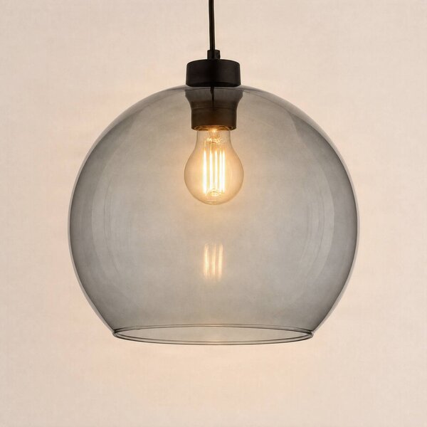 TK Lighting Cubus lógó világítás, füstszürke, üveg, Ø 30 cm, E27, dimmelhető, Fekete, Nappali / Étkező, Üveg, Modern