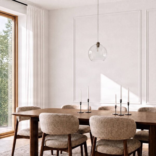 TK Lighting Cubus lógó világítás, átlátszó, üveg, Ø 30 cm, E27, dimmelhető, Tiszta / átlátszó, Nappali / Étkező, Üveg, Modern