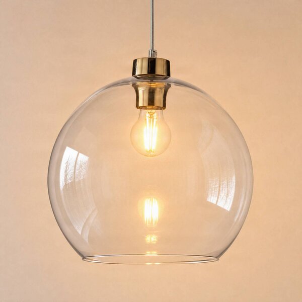 TK Lighting Cubus lógó világítás, átlátszó, üveg, Ø 30 cm, E27, dimmelhető, Tiszta / átlátszó, Nappali / Étkező, Üveg, Modern
