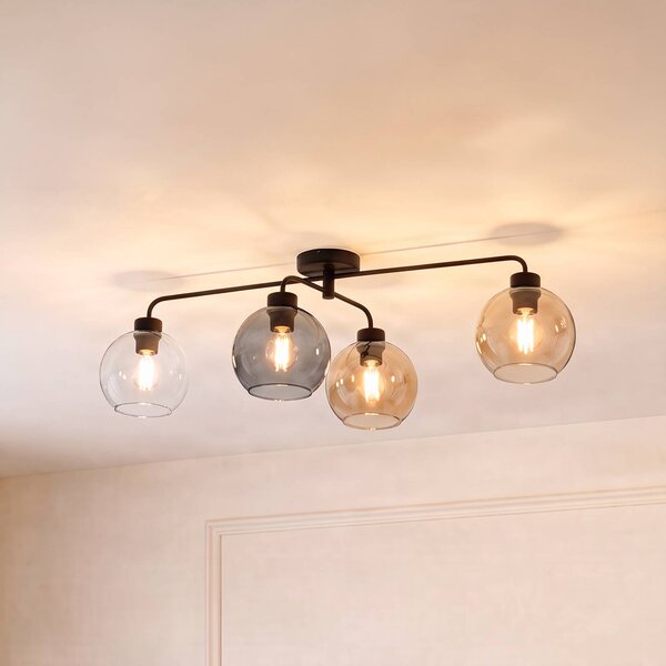 TK Lighting Cubus mennyezeti lámpa, 4 izzós, átlátszó/borostyán/szürke, dimmelhető, Tiszta / átlátszó, Nappali / Étkező, Üveg, Modern