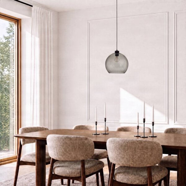 TK Lighting Cubus lógó világítás, füstszürke, üveg, Ø 30 cm, E27, dimmelhető, Fekete, Nappali / Étkező, Üveg, Modern