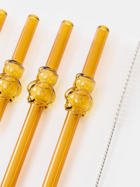 Sinsay - Üveg szívószálak tisztítókefével 5 pack - borostyánszínű