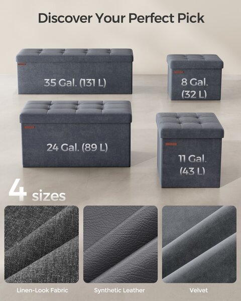 Tároló láda, Songmics, szürke, 110x38x38 cm