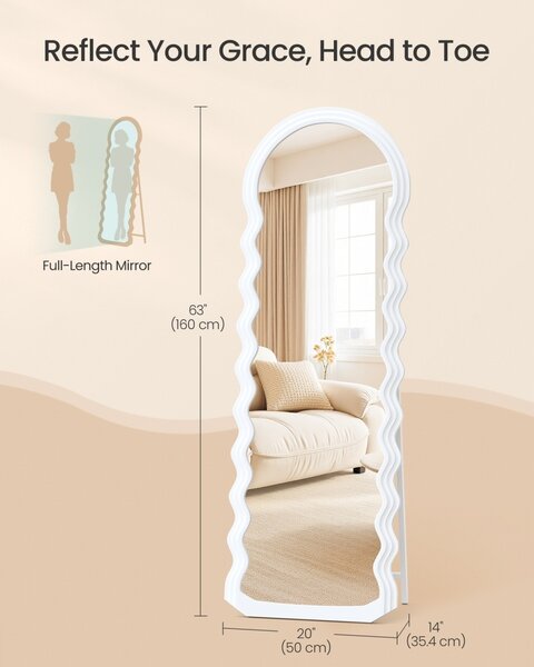 Oglinda de podea Songmics Alb 50x4.7x160 cm