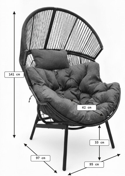 Kerti szék AURELO, fekete