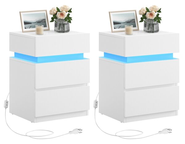 Set 2 buc. Noptiere Vasagle Alb 40x35x55 cm