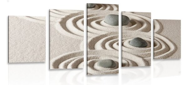 5-részes kép Zen kövek homok körökben