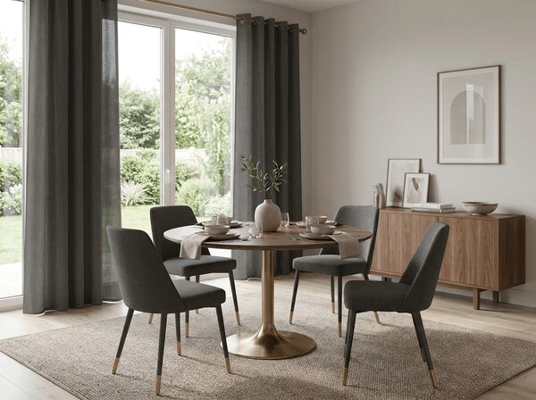 Függöny TAVIO 140x250 cm, szürkésbarna Felfüggesztés: Fém gyűrűk