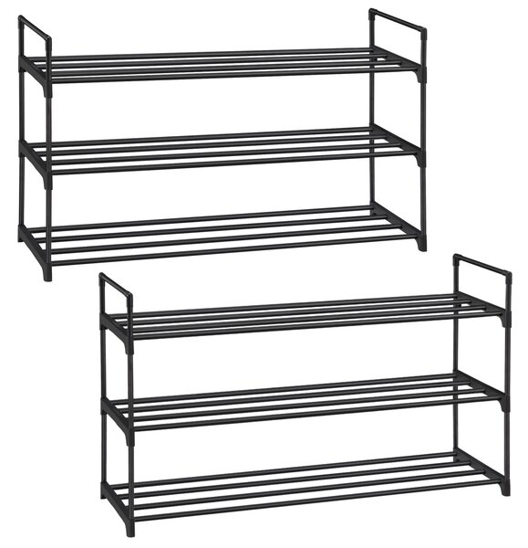 2 darabos moduláris cipőtároló szett, Songmics, fekete, 92x30x54 cm