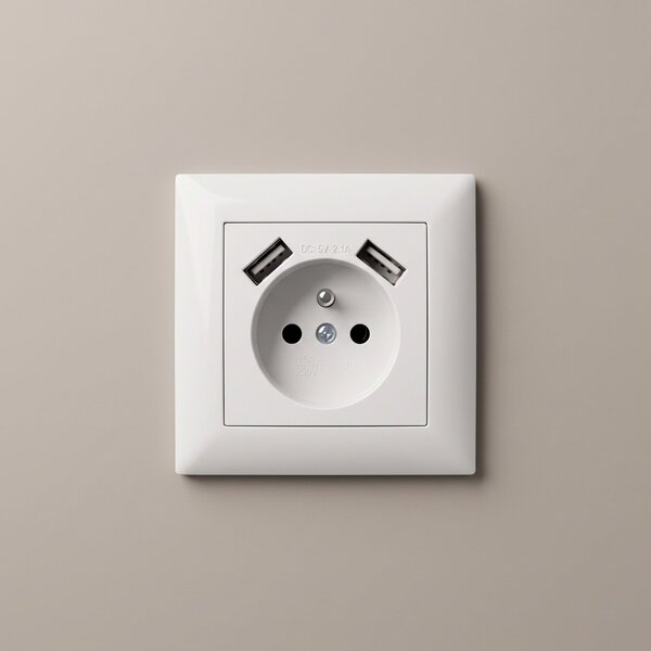 Egyszeres földelt aljzat + 2x USB-A OSTE JNH003-G White