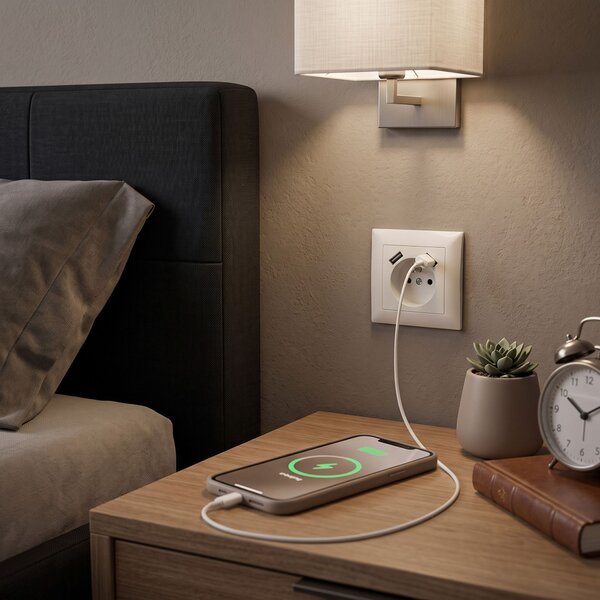 Egyszeres földelt aljzat + 2x USB-A OSTE JNH003-G White