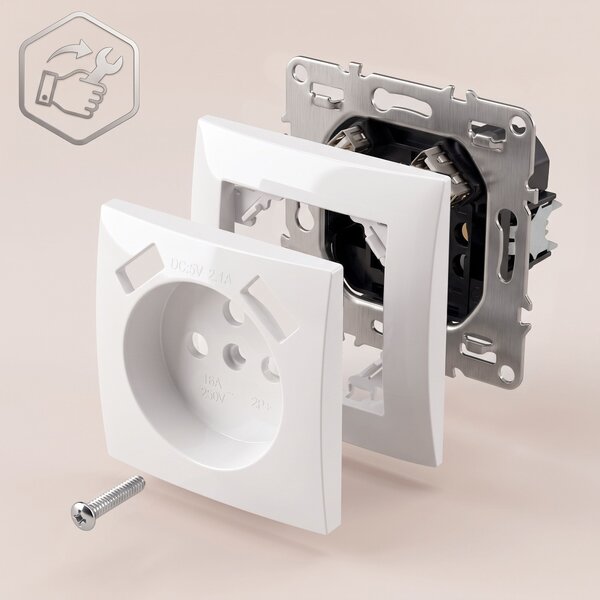 Egyszeres földelt aljzat + 2x USB-A OSTE JNH003-G White