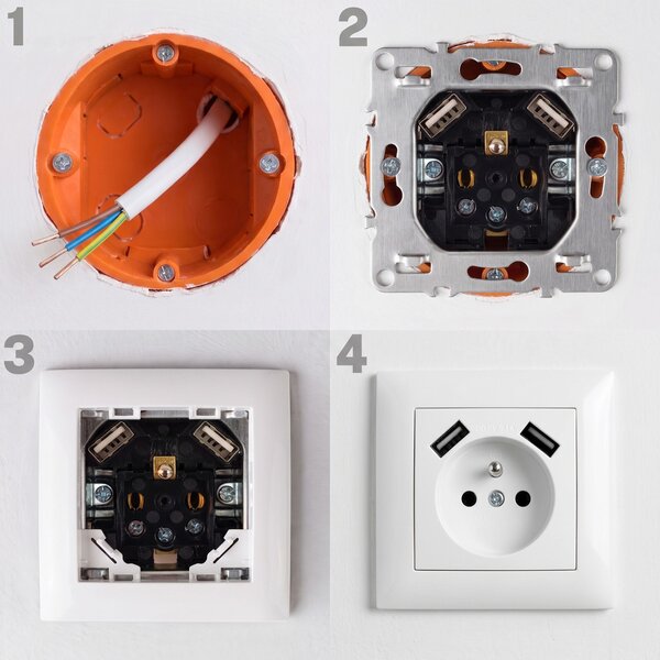 Egyszeres földelt aljzat + 2x USB-A OSTE JNH003-G White