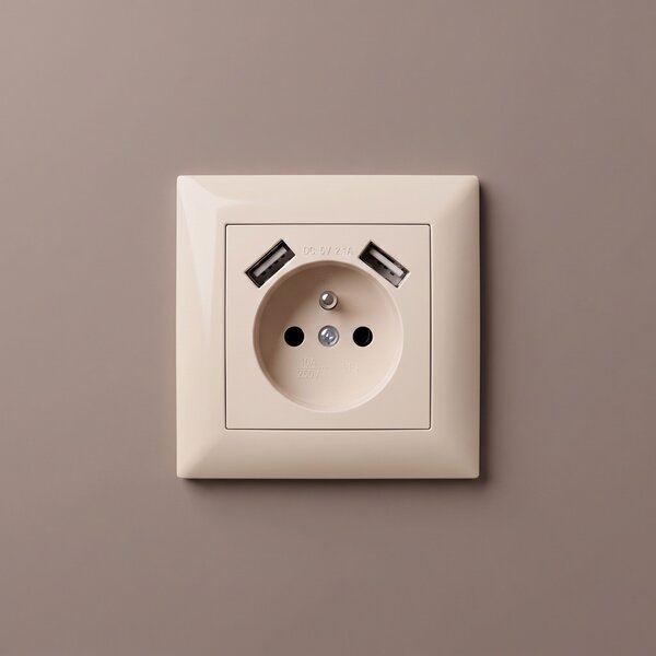 Egyszeres földelt aljzat + 2x USB-A OSTE JNH003-G Beige