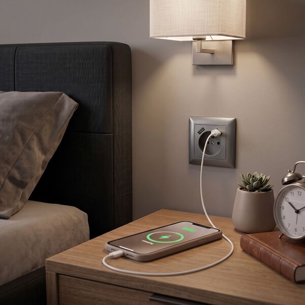 Egyszeres földelt aljzat + 2x USB-A OSTE JNH003-G Grey
