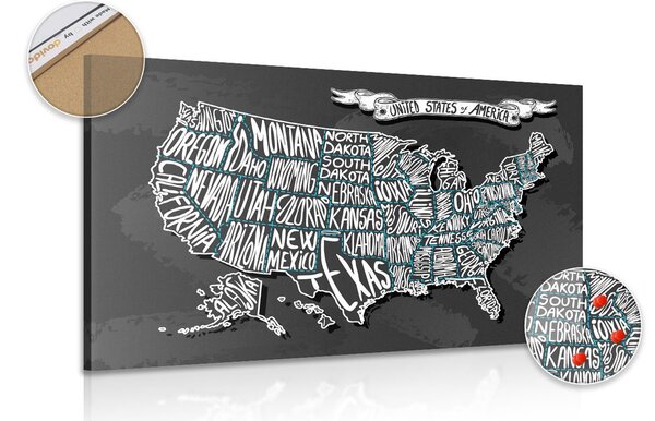 Parafa kép modern USA térkép - 120x80