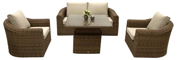 DEOKORK Rattan moduláris készlet BORNEO LUXURY 4 személyes (barna)