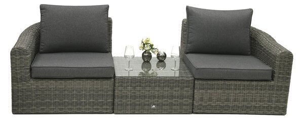 DEOKORK Rattan moduláris készlet BORNEO LUXURY 2-3 fő részére (szürke)
