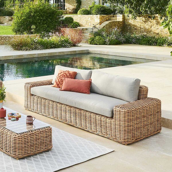 DEOKORK Rattan 3 személyes pad MALAGA