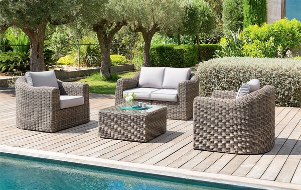 DEOKORK Rattan moduláris készlet BORNEO LUXURY 4 fő részére (barna)