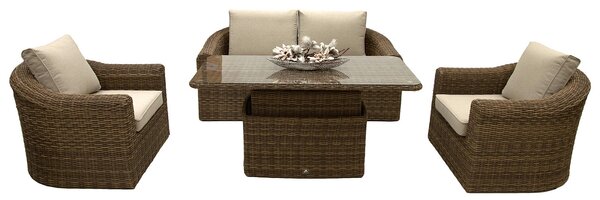 DEOKORK Rattan moduláris készlet BORNEO LUXURY 4 személyes (barna)