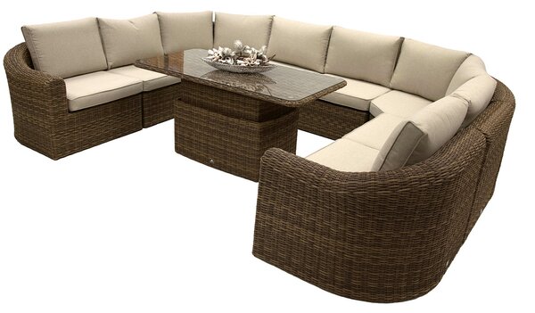 DEOKORK Rattan moduláris étkezőgarnitúra BORNEO LUXURY 8 személyes (barna)