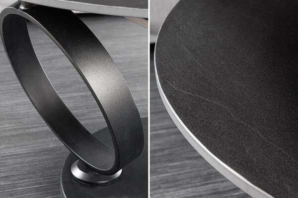 DANCING RINGS dohányzóasztal 80-134 cm forgó kerámia fekete és szürke