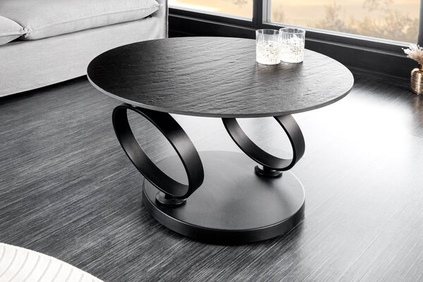 DANCING RINGS dohányzóasztal 80-134 cm forgó kerámia fekete és szürke