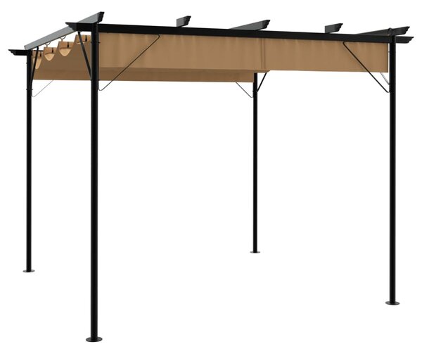 Tópszínű acél pavilon behúzható tetővel 3 x 3 m 180 g/m²