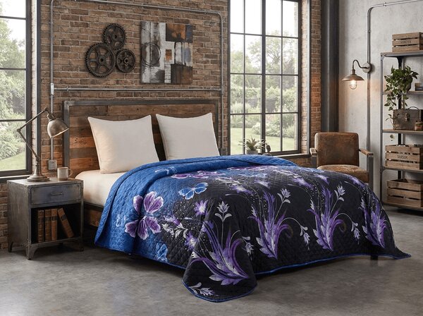 Ágytakaró VIOLET BUTTERFLY, sötétkék Méret: 220 x 240 cm