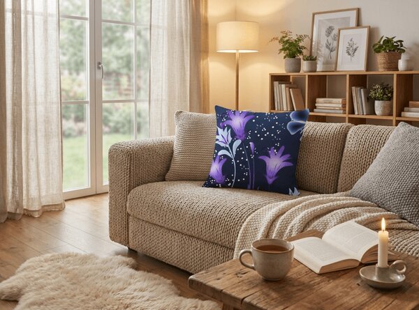 Mikroszálas párnahuzat VIOLET BUTTERFLY 45x45 cm, sötétkék
