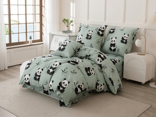 Mikroszálas ágyneműhuzat PANDA RELAX mentás Ágyneműhuzat mérete: 70 x 90 cm | 140 x 200 cm