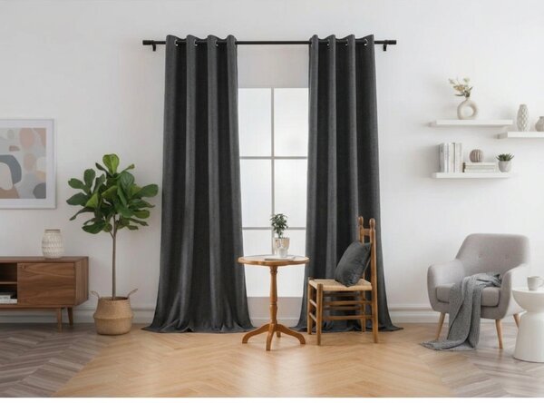 Sötétítő függöny DREAM VELVET 140x250 cm, sötétszürke Felfüggesztés: Fém gyűrűk