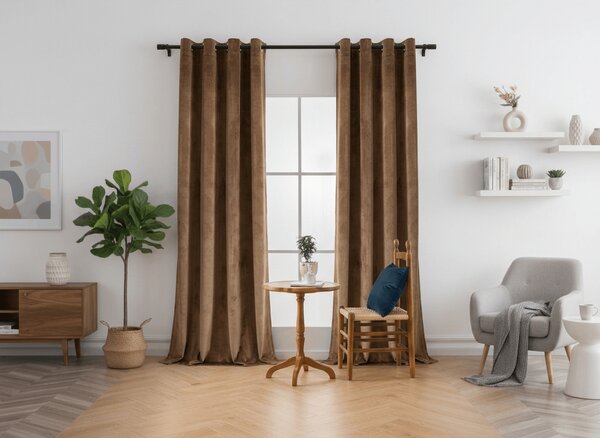 Zatemňovací závěs DREAM VELVET 140x230 cm, skořicově hnědý Felfüggesztés: Fém gyűrűk