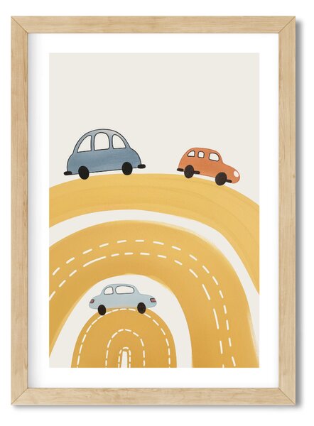 Falikép gyerekszobába - Autók úton A4 (21x30 cm)