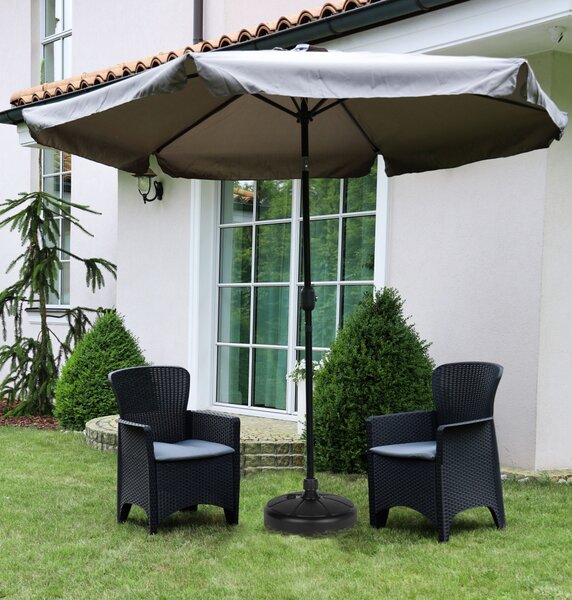 Tölthető napernyőtalp, MultiGarden YB17013, fekete, talp átmérője: 39 cm, rögzítőnyílás átmérője: 3,8 cm, 13 l, vízzel tölthető, HDPE műanyag, szorítócsavaros