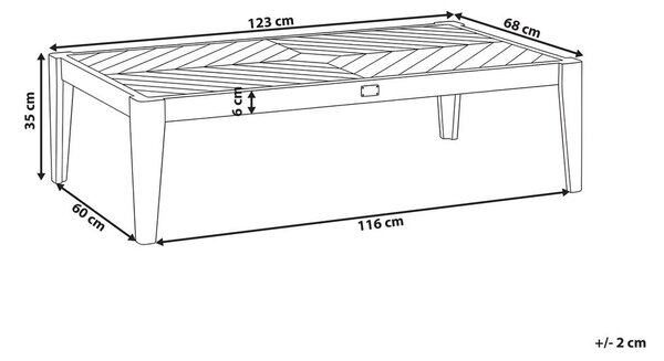 Kerti dohányzóasztal RIVELLO 123 cm 68 cm Akácfa Világosbarna
