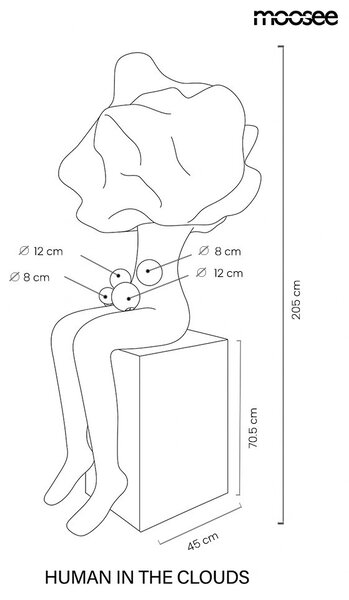 MOOSEE Human In The Clouds állólámpa üvegszál fekete szürreális design