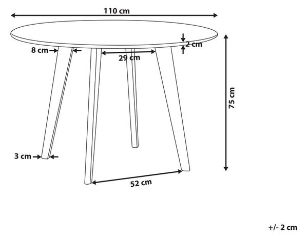 Étkezőasztal MOSBY Fehér márvány 110 cm 110 cm