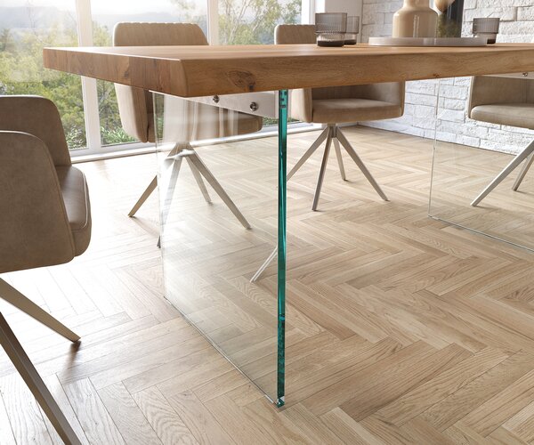 DELIFE Étkezőasztal Edge 180x90 XL akác természetes üveg Live-Edge