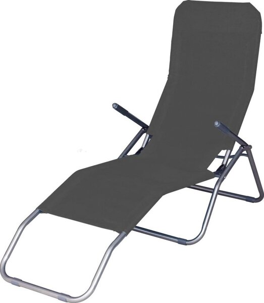Strend Pro Jamaica napozóágy, 140 x 60 x 95 cm, sötétszürke, összecsukható fémvázas kialakítás, állítható pozícióval, légáteresztő hálós fekvőfelülettel