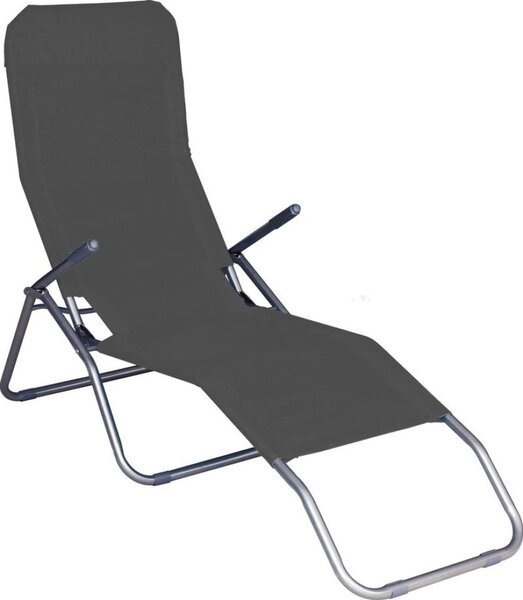 Strend Pro Jamaica napozóágy, 140 x 60 x 95 cm, sötétszürke, összecsukható fémvázas kialakítás, állítható pozícióval, légáteresztő hálós fekvőfelülettel